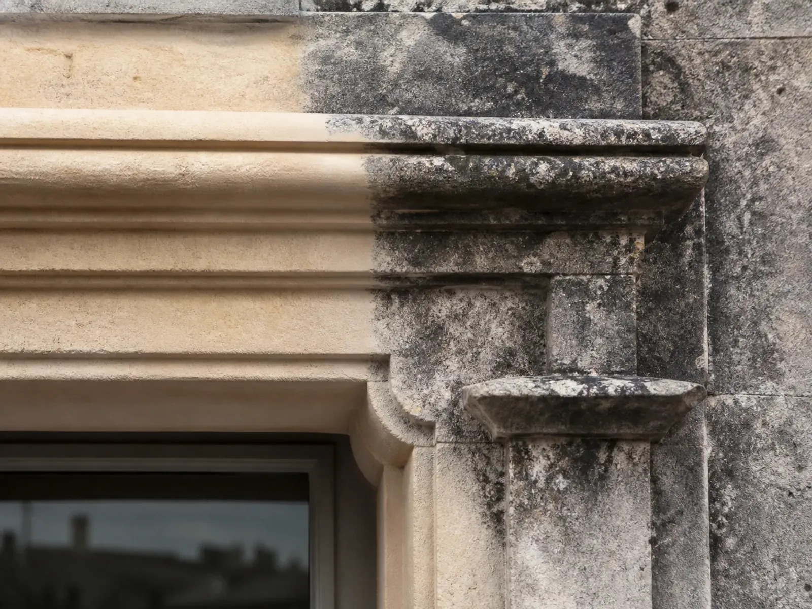 Pulizia conservativa di una superficie in pietra storica