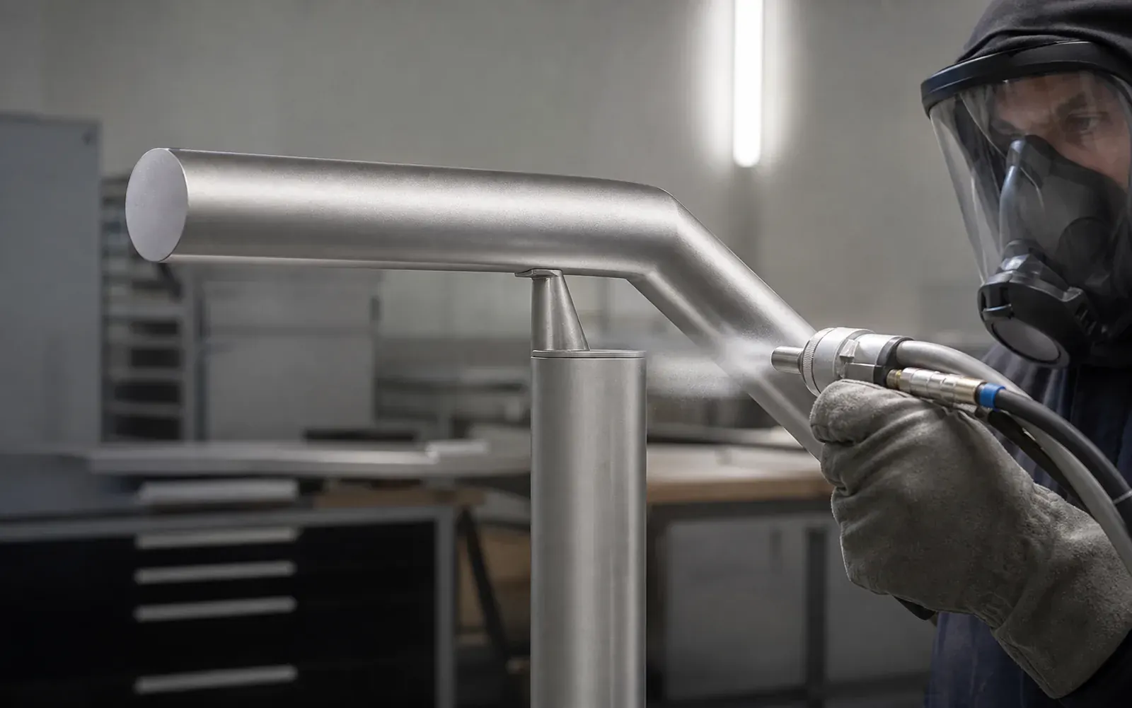 Micropallinatura di un corrimano metallico