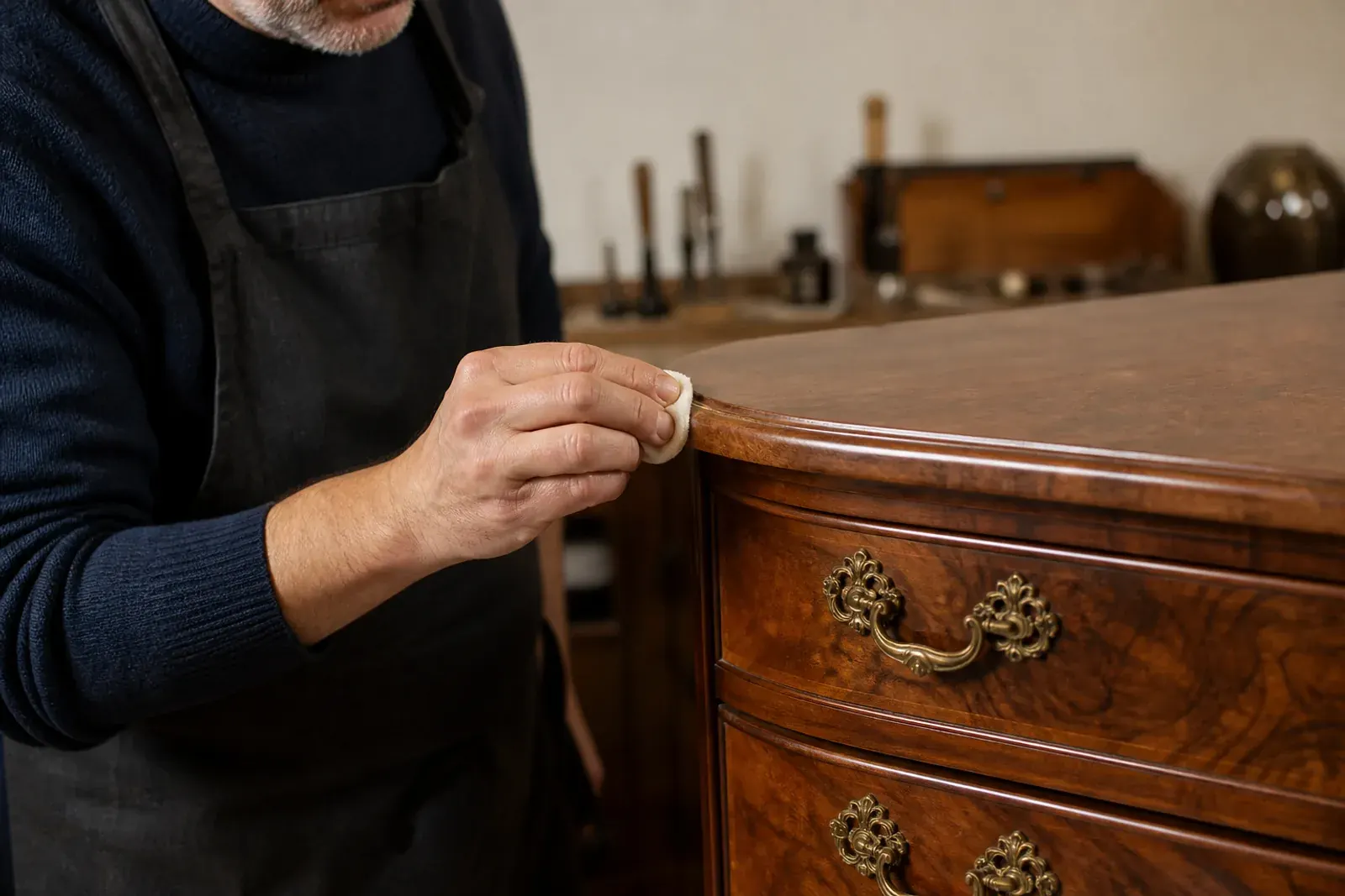 Restauro del legno: lucidatura a gommalacca di un comò