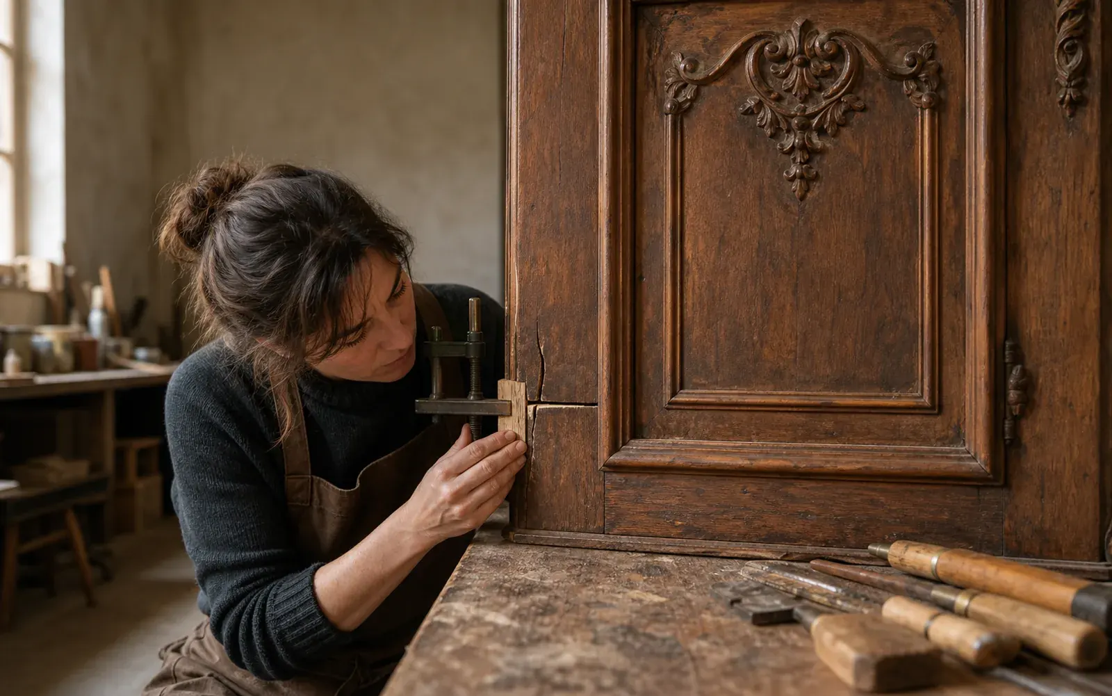 Restauro di un mobile in legno