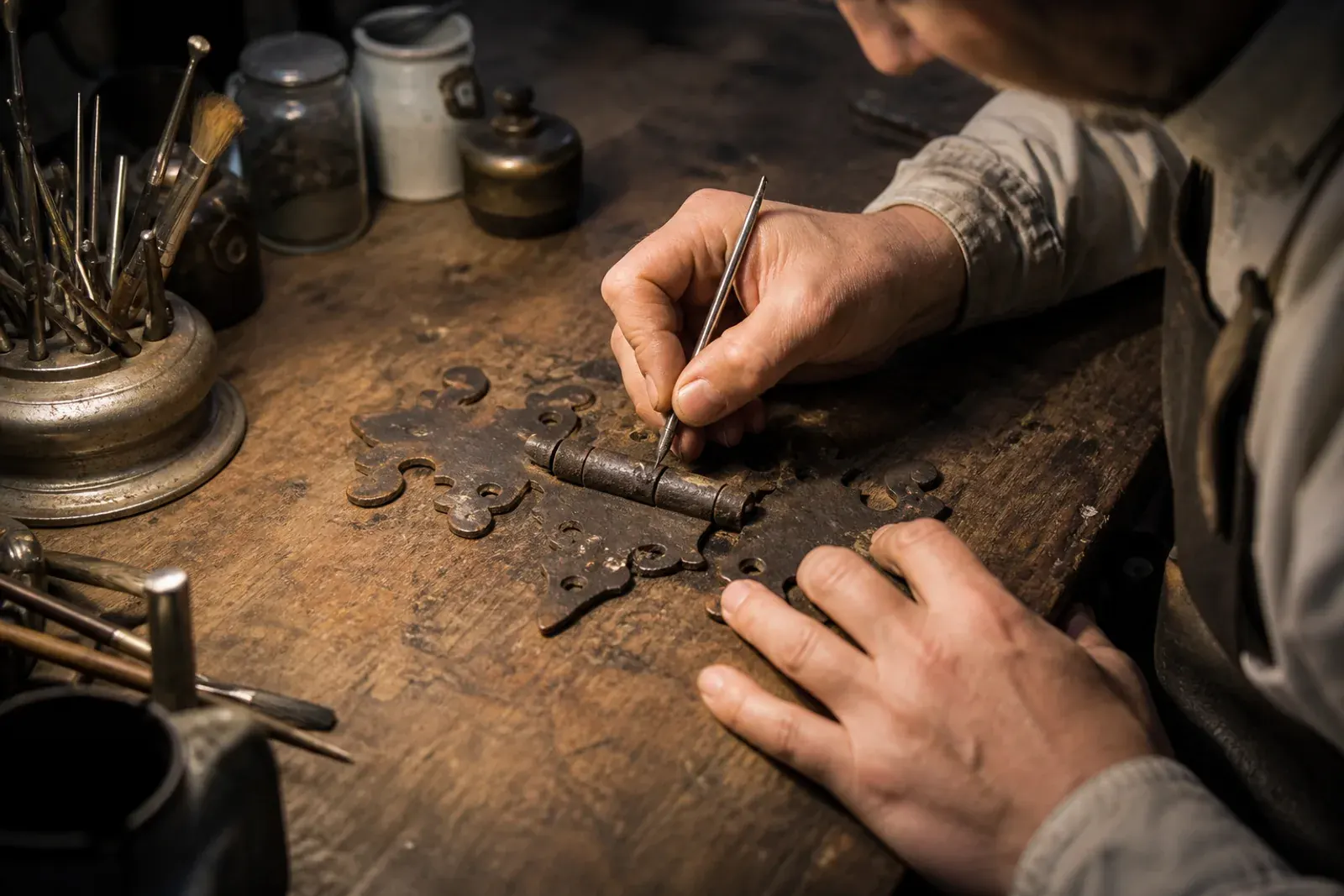 Dettaglio di una voluta in ferro battuto restaurata