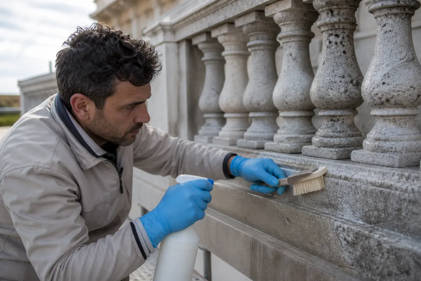 Portale in pietra dopo la pulizia conservativa