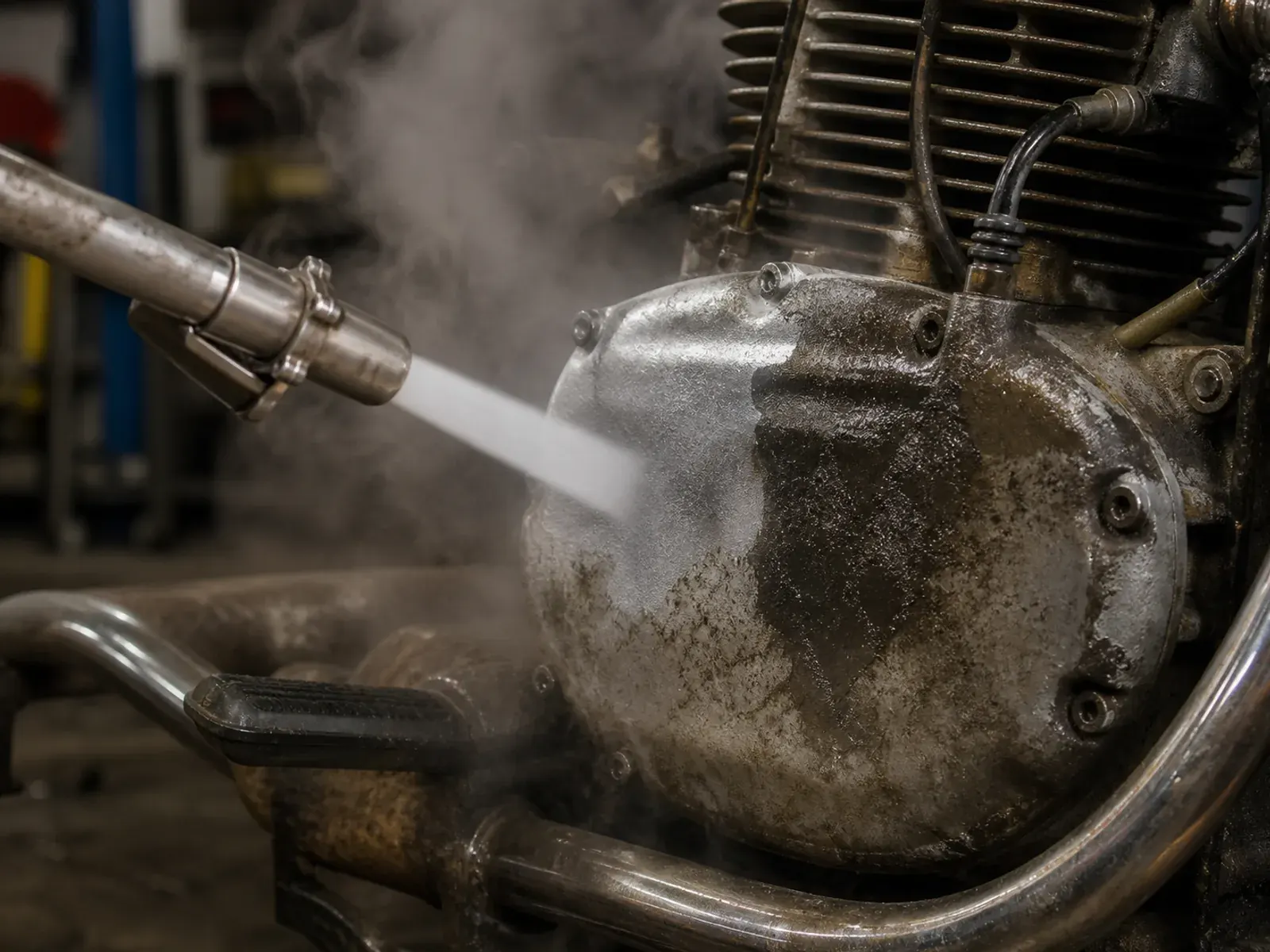 Sabbiatura criogenica: motore pulito con il ghiaccio secco