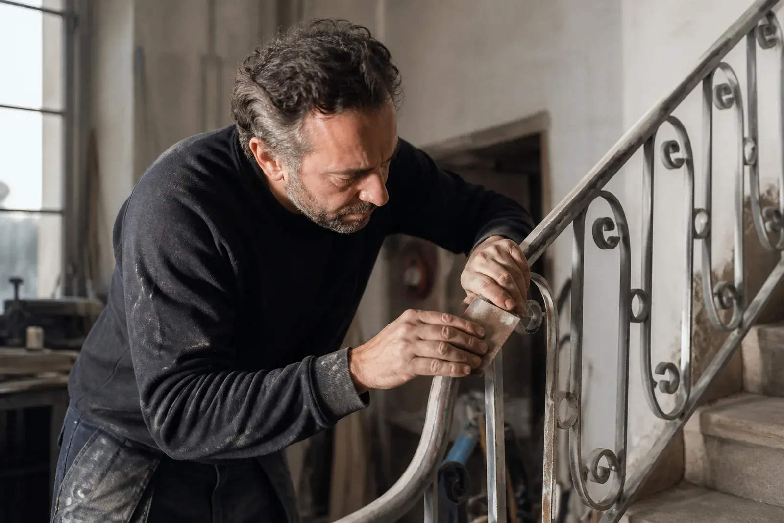 Scala esterna in ferro dopo il recupero
