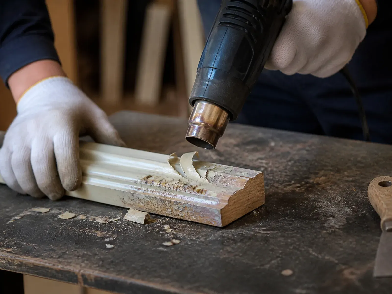 Sverniciatura: sverniciatura a caldo di una cornice in legno